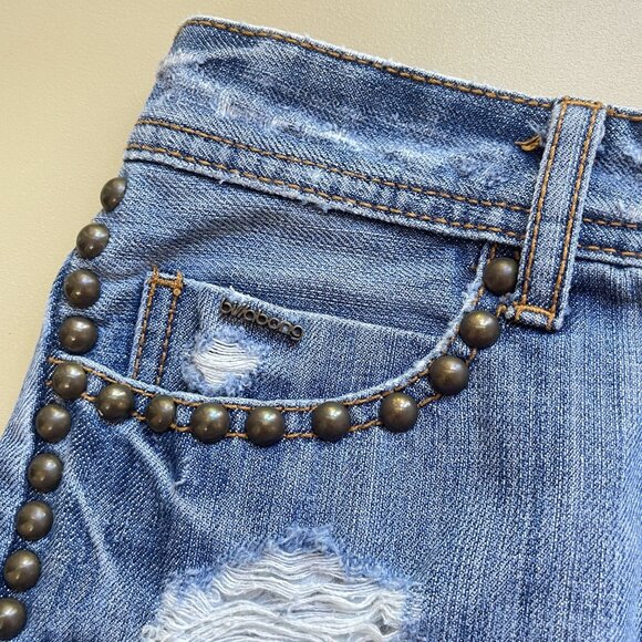 Billabong Shorts 5 Blue Denim Jean Studs Distressed - Picture 2 of 10